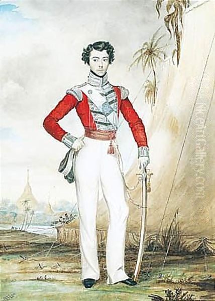 Portrait Of Captain Edward Thomas Coke Of The 45th Regiment While Serving At Rangoon, Burma In 1826 Oil Painting by Edward Thomas Coke