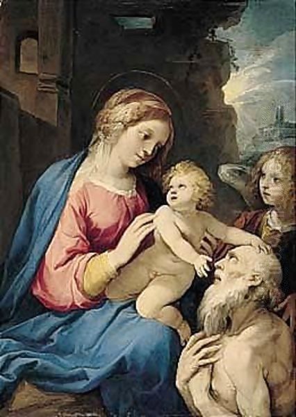 The Madonna And Child With Saint Jerome And An Attendant Angel Oil Painting by Giuseppe Cesari