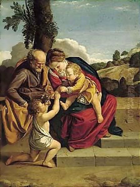 The Holy Family With The Infant Saint John The Baptist In A Landscape Oil Painting by Orazio Gentileschi