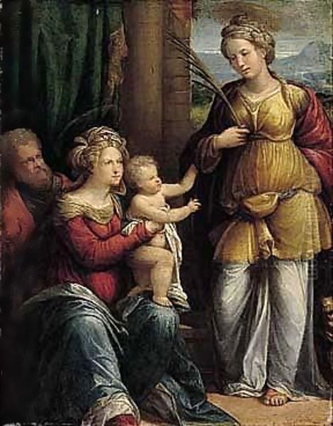 The Holy Family With Saint Catherine Oil Painting by Garofalo