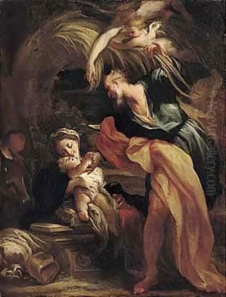 The Rest On The Flight Into Egypt Oil Painting by Gregorio de Ferrari