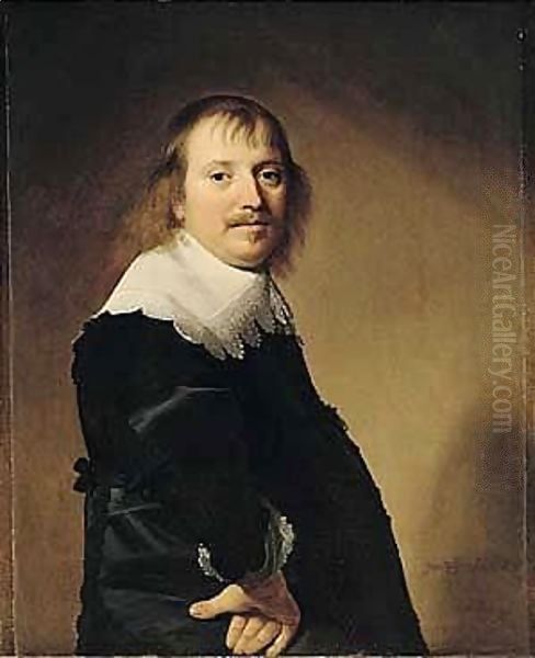 Portrait Of A Gentleman, Half-length Standing, With His Right Hand Resting On His Hip Oil Painting by Johannes Cornelisz. Verspronck