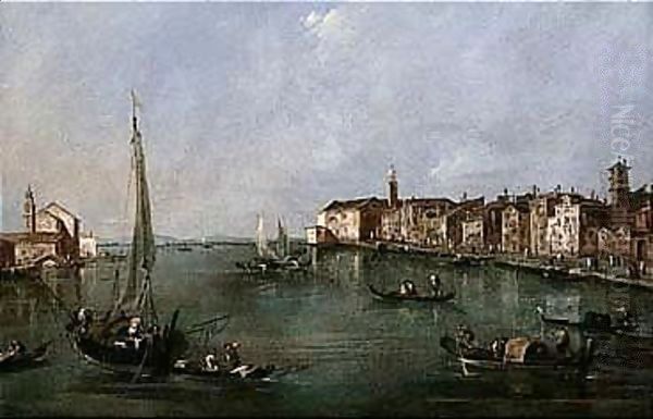 Venice, A View Of The Zattere At The Punta Di Santa Marta, And The Giudecca With The Church Of San Biagio Oil Painting by Francesco Guardi