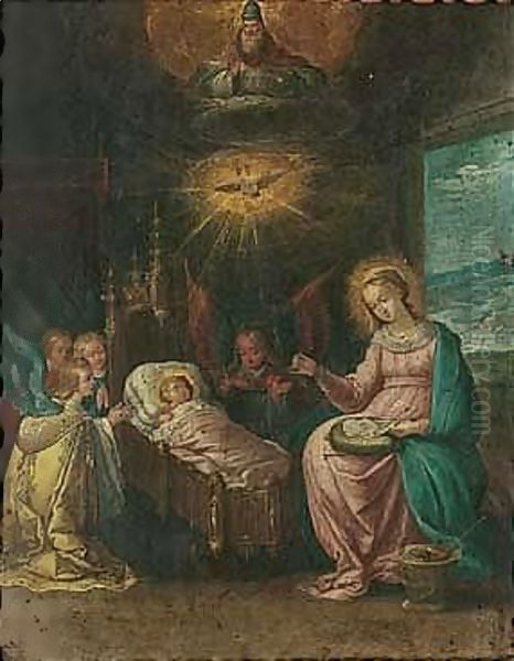 The Adoration Of The Christ Child Oil Painting by Cornelis de Baellieur