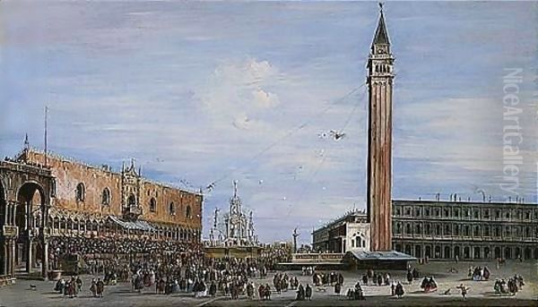 Venice, The Festival Of Giovedi Grasso In The Piazzetta In 1758 Oil Painting by Francesco Guardi