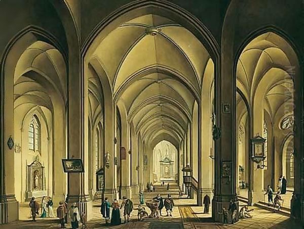 The Interior Of A Cathedral Oil Painting by Johann Ludwig Ernst Morgenstern