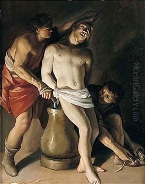 Christ At The Column Oil Painting by Giovanni Lanfranco