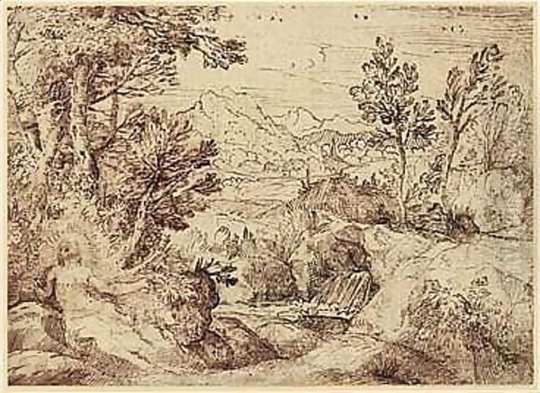 Landscape With Mary Magdalene Oil Painting by Annibale Carracci