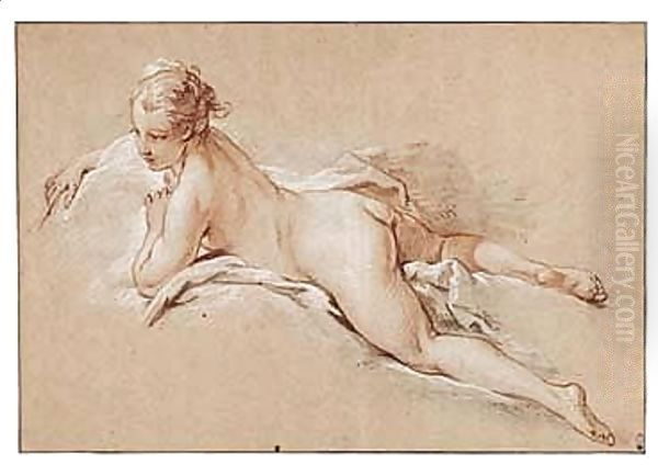 Study Of A Young Girl Lying On Her Front Oil Painting by Francois Boucher