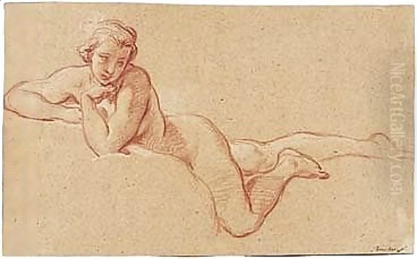 A Female Nude Reclining On Her Front Oil Painting by Francois Boucher