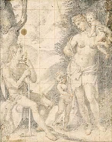 Adam And Eve With Their Sons Oil Painting by (Jacopo Chimenti) Empoli