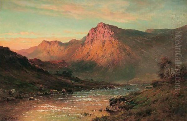 Sunset In The Highlands Oil Painting by Alfred de Breanski