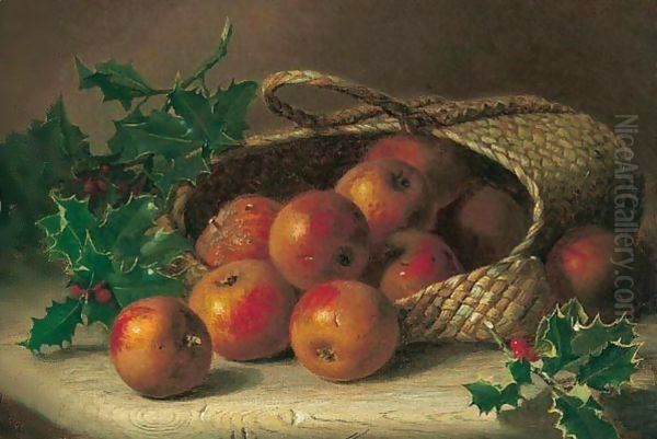 Apples And Holly Oil Painting by Eloise Harriet Stannard