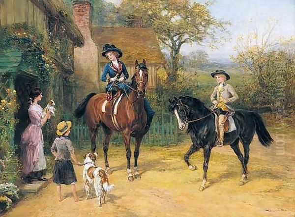 A Visit To The Village Oil Painting by Heywood Hardy