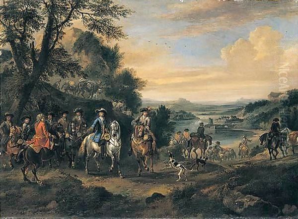 William III And His Staff, With Dutch And British Troops On The March Oil Painting by Jan Wyck