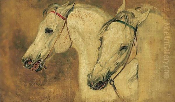 Study Of Horse's Heads Oil Painting by Richard Ansdell