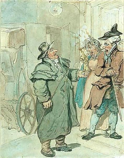 Discussing The Fare Oil Painting by Thomas Rowlandson