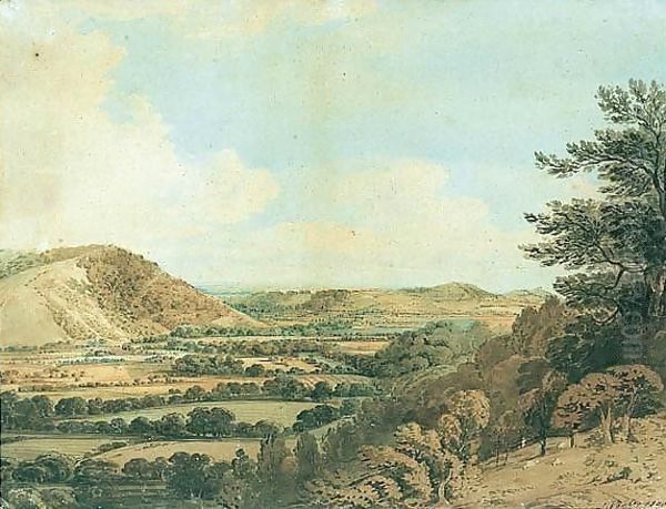 View Of Box Hill From Norbury Park Oil Painting by John Varley