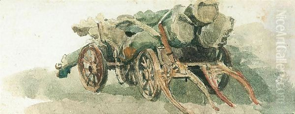 The Log Wagon Oil Painting by Peter de Wint