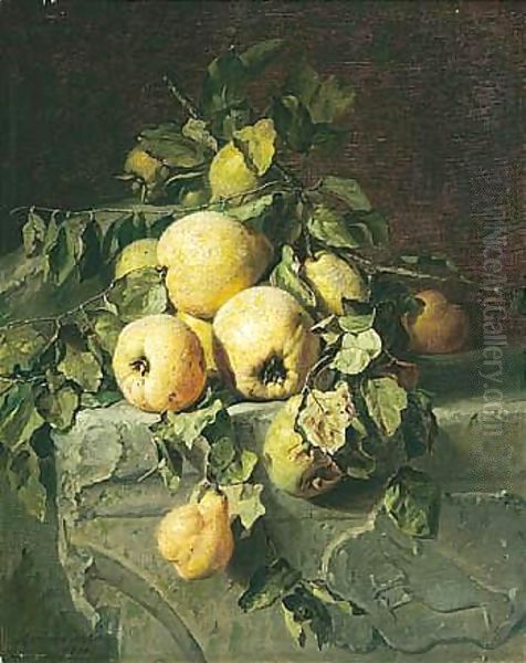 Still Leven Met Peeren (Still Life With Quinces) Oil Painting by Adriana-Johanna Haanen