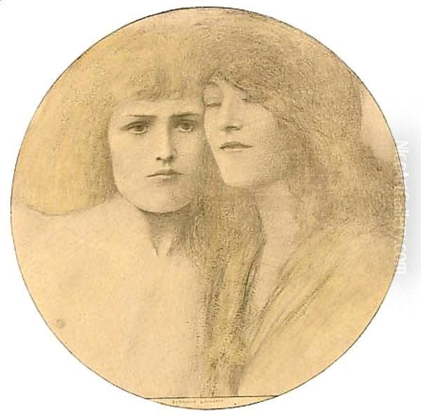 Des Caresses Oil Painting by Fernand Khnopff