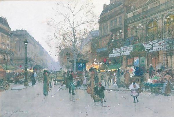 Boulevard Bonne-nouvelle Oil Painting by Eugene Galien-Laloue