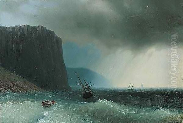 Ships on the black sea Oil Painting by Ivan Konstantinovich Aivazovsky