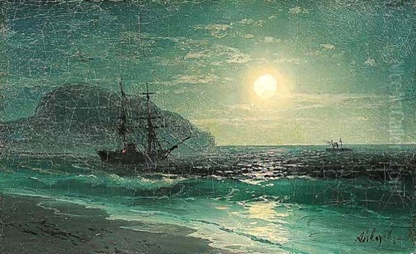 Ships in the moonlight by Ivan Konstantinovich Aivazovsky