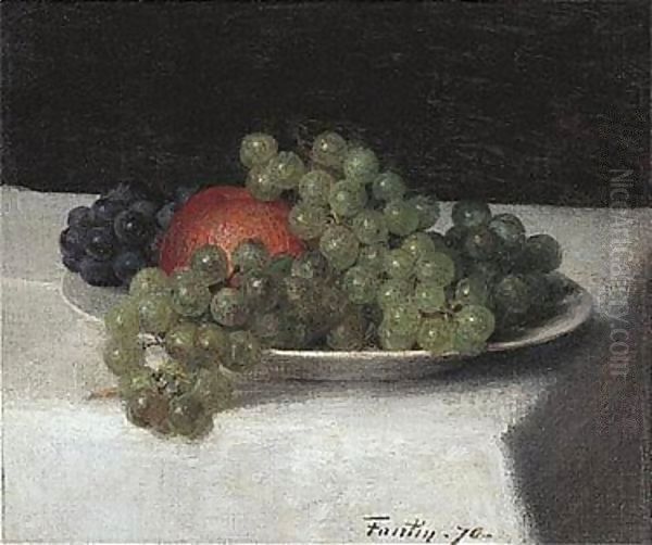 Pommes Et Raisins Oil Painting by Ignace Henri Jean Fantin-Latour