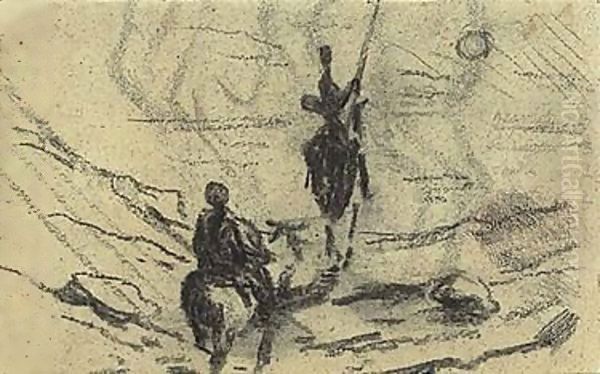 Don Quixote Et Sancho Pansa Oil Painting by Honore Daumier