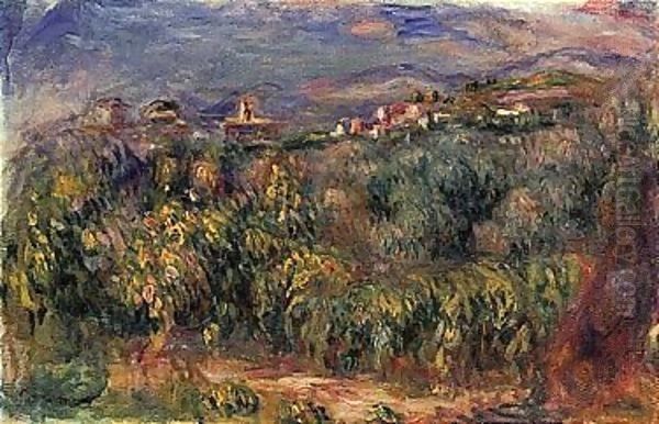 Paysage De Provence, Cagnes Oil Painting by Pierre Auguste Renoir