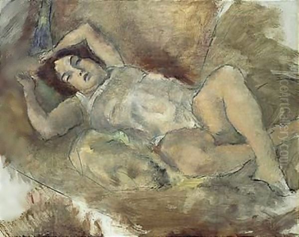 Nu Allonge Oil Painting by Jules Pascin