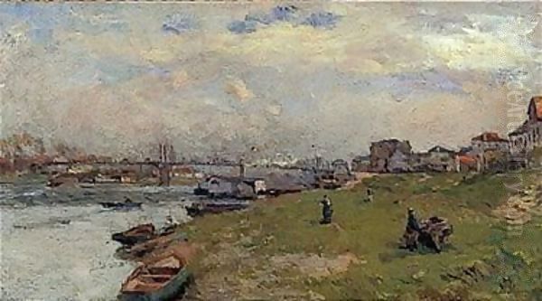 Pont Sur La Seine A Saint-denis Oil Painting by Albert Lebourg