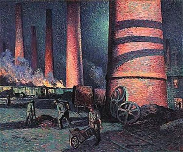 Les Acieries A Charleroi Oil Painting by Maximilien Luce