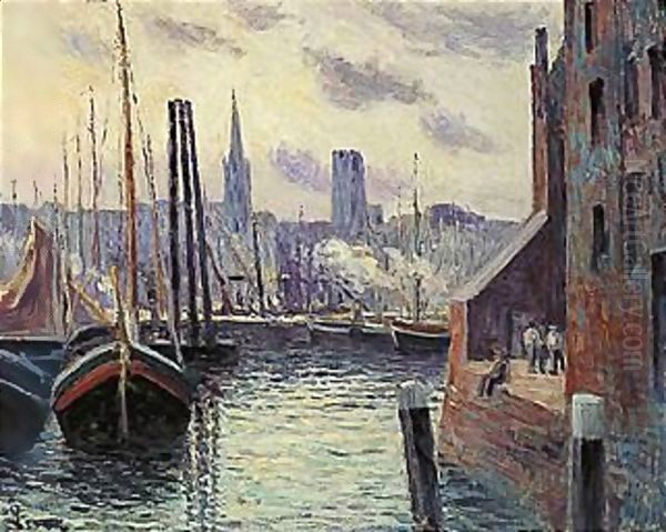 Canal En Hollande Oil Painting by Maximilien Luce