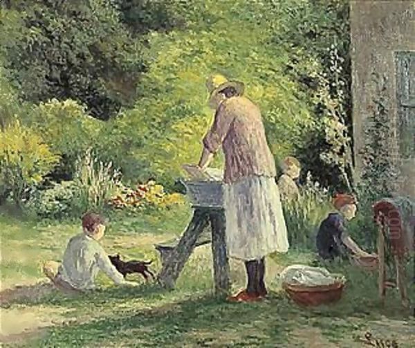 La Lessive Au Jardin Oil Painting by Maximilien Luce