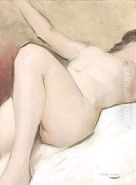 Escorzo De Desnudo (Female Nude) Oil Painting by Ramon Casas Y Carbo