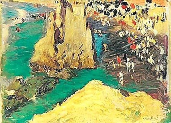 Playa De Biarritz (The Beach At Biarritz) Oil Painting by Joaquin Sorolla Y Bastida