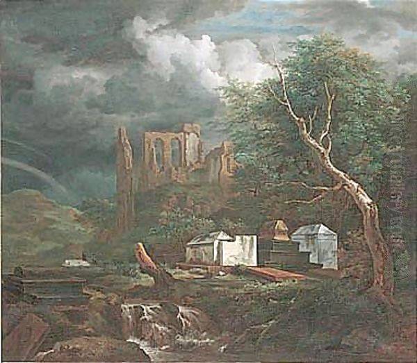 Judenfriedhof (Jewish Cemetery) Oil Painting by Ferdinand Georg Waldmuller