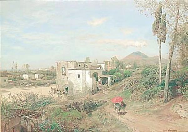 Ansicht Auf Den Vesuv (View Of Vesuvius) Oil Painting by Oswald Achenbach