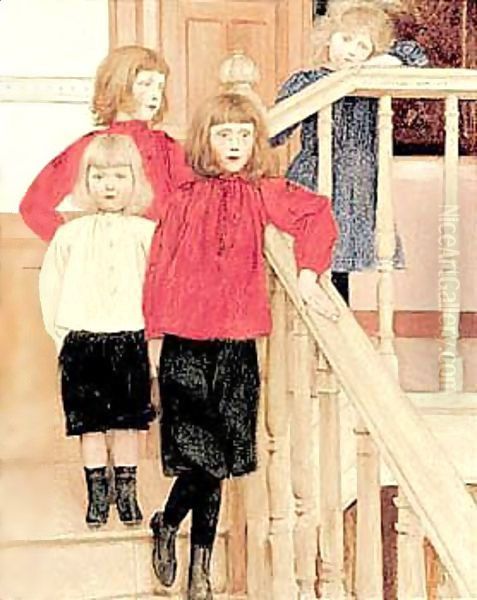 Les Enfants De Monsieur Neve Oil Painting by Fernand Khnopff