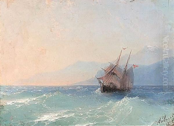 Shipping on the black sea Oil Painting by Ivan Konstantinovich Aivazovsky