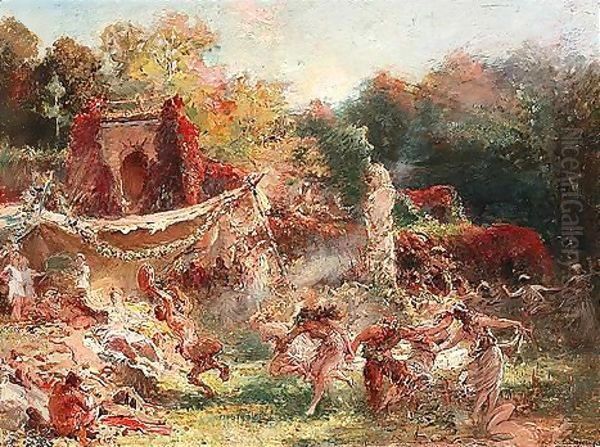 Spring bacchanale Oil Painting by Konstantin Egorovich Egorovich Makovsky