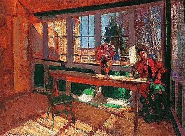 Catching the sun in the dacha Oil Painting by Konstantin Alexeievitch Korovin