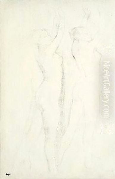 Deux Femmes Nues, Les Bras Leves Oil Painting by Edgar Degas