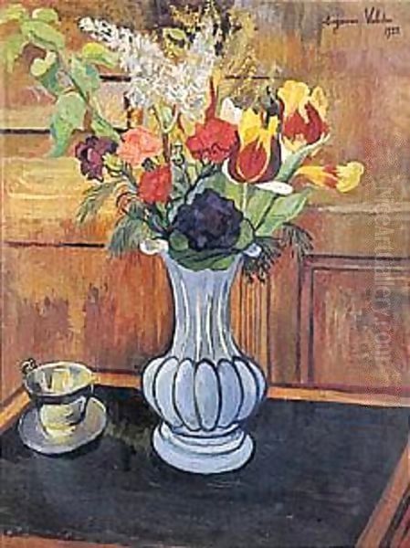 Bouquet De Fleurs Et Tasse Oil Painting by Suzanne Valadon