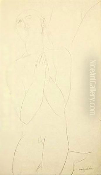 Etude De Nu Oil Painting by Amedeo Modigliani