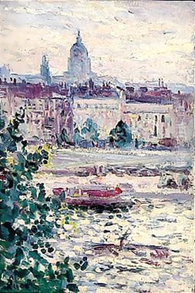 Paris, Les Bords De La Seine, Les Invalides Oil Painting by Maximilien Luce