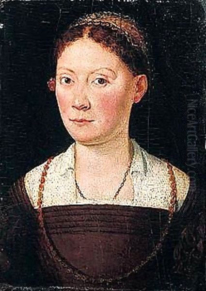 Portrait of a lady, half-length, wearing a brown dress Oil Painting by Sofonisba Anguissola