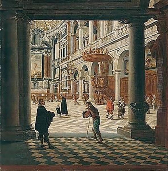 Interior Of The Jesuit Church, Antwerp Oil Painting by Bartholomeus Van Bassen